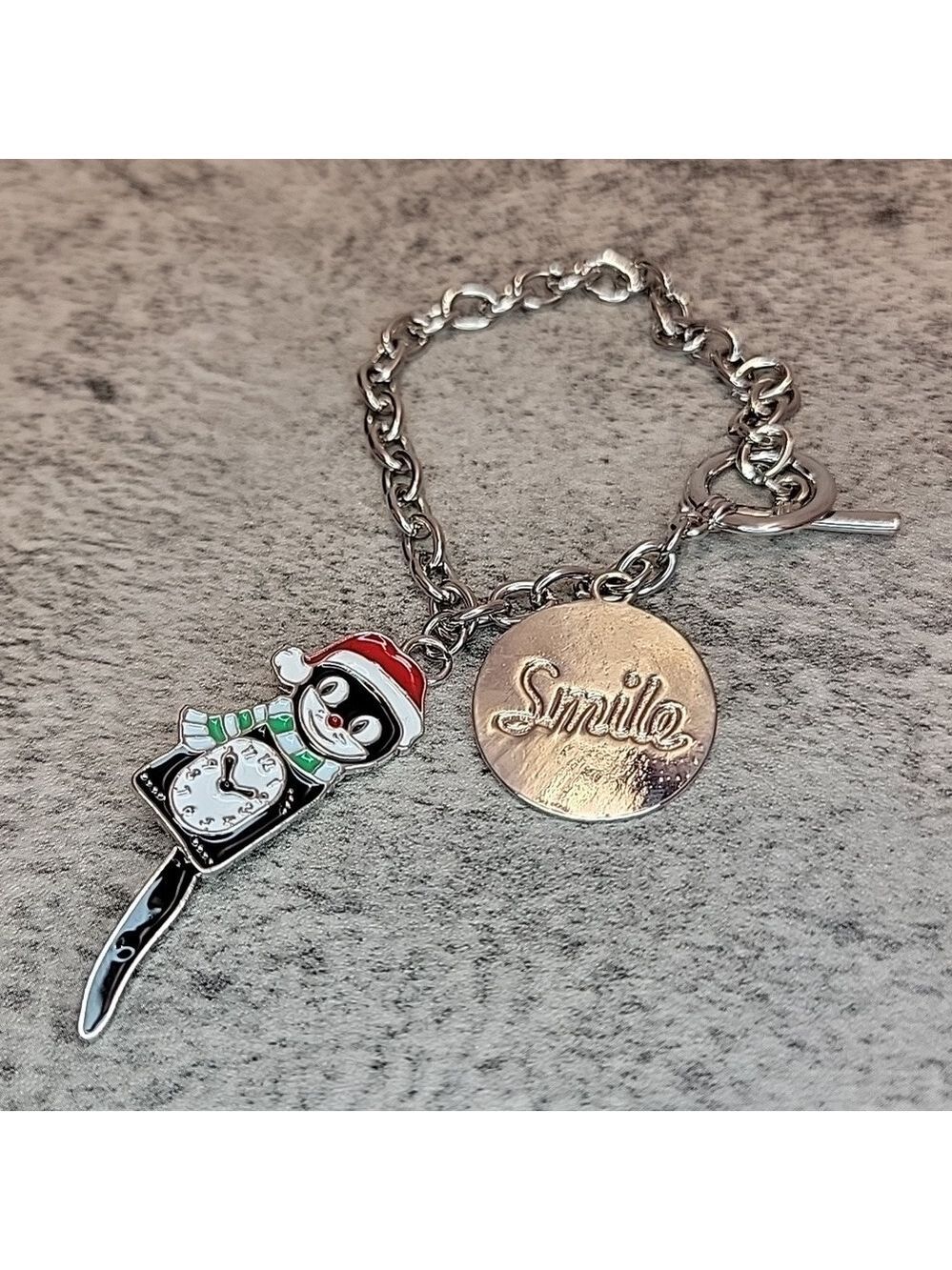 One of a kind Christmas Kit-Cat Klock clock Charm Bracelet